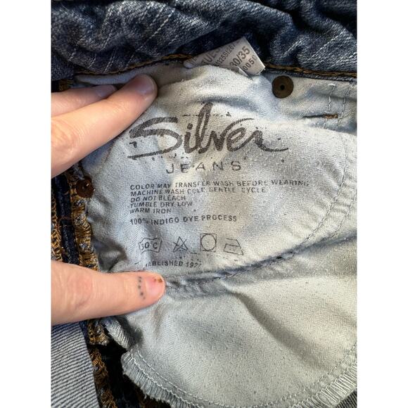 Silver Jeans Tuesday Boot Cut 22” Womens Sz 30 Low Rise Western Glove Works 32* - Picture 4 of 16